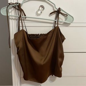 Urban Outfitters brown satin tie tank